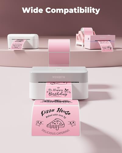 MUNBYN 3x2 Thermal Labels, 500 Sheets/1 Roll, Pink - color: Pink, size: 3x2"