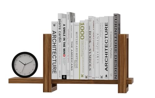 100% Solid Wood Adjustable Desktop Bookshelf, Retro Tabletop Bookshelf, Desk Shelf Holder for Living Room, Home, Office, Perfect for Magazine, Books, Cookbooks, No Tools Required to Assemble (Brown) - color: Brown