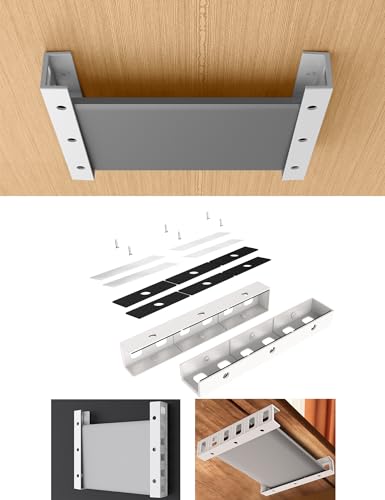 Under Desk Laptop Holder, Under Desk Rack, (White) | for Keyboard and Small Devices Up to 40mm/1.57in Thick Like Macbooks, Surface, Routers, Modems, Cable Box, Network Switch - color: White