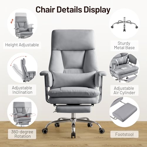 Ergonomic Home Office Desk Chair, Heavy Duty Executive Chair with Footrest - color: Grey