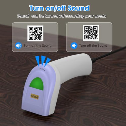 2D Barcode Scanner USB Wired Virtual COM Handheld Automatic QR Data Matrix PDF417 Maxi IMB bar Codes Imager Global Shutter Computer Screen Scan for Windows Mac and Linux PC POS - color: 2D QR Blue white