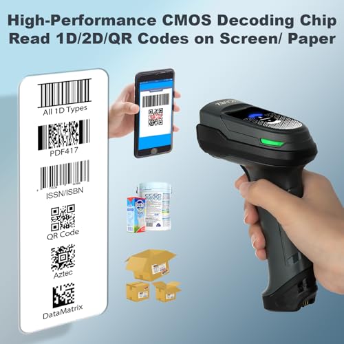 OBZ Bluetooth Barcode Scanner Handheld 1D 2D QR Code Scanner with 2.4G Wireless Strong Decoding for iOS Android Windows PC POS Smartphone Tablet,Portable for Library,Warehouse,Supermarket,Inventory - style: Bluetooth scanner