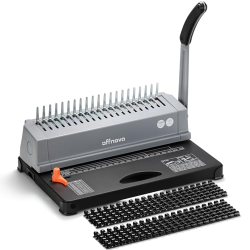 OFFNOVA Binding Machine, 21-Hole 450 Sheets Paper Comb Punch Binder Machine for Letter Size / A4 / A5 Paper, Easy to Punch Handle, Adjustable Margin, Gray - style: Single-arm Gray