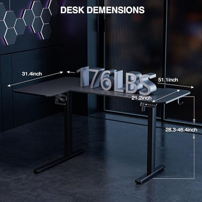 Acrolix L Shaped Electric Standing Desk, 51x31.5 Inch Reversible, Black Carbon - color: Black Carbon, size: 51