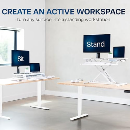 VIVO 32 in Standing Desk Riser, Height Adjustable Workstation - color: White, size: 32"