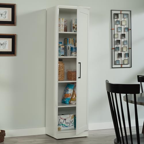 Sauder HomePlus Pantry Storage Cabinet, Soft White | Single Door, Adjustable Shelves, Kitchen Storage Cabinet - color: White