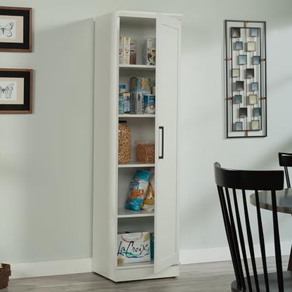 Sauder HomePlus Pantry Storage Cabinet, Soft White | Single Door, Adjustable Shelves, Kitchen Storage Cabinet - color: White