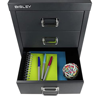 Bisley 3-Drawer Steel MultiDrawer Cabinet - Anthracite Grey - color: Anthracite Grey, size: 3 Drawer