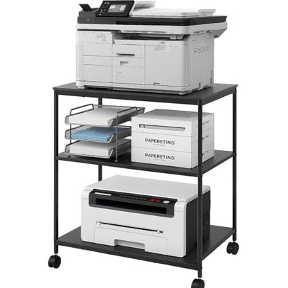 31.5" Heavy Duty Large Printer Stand with Adjustable Storage Shelf, Black - color: Black, size: 3-Tier