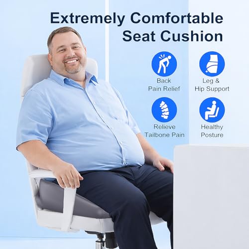 X-Large Coccyx Seat Cushion, U-Shaped Memory Foam for Office Chair | High-Density Memory Foam Helps Reduce Tailbone Pressure; Washable Mesh Cover, Anti-Slip Base for Office Chairs, Cars & Travel - size: 20.2*17.3*6.2