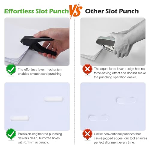 Heavy-Duty Slot Punch, Handheld Badge Hole Puncher, All Metal ID Card Puncher, Slotting Punch Tool for Paper (Max 10 Sheets), PVC ID Card, Luggage Tag, Name Tag and Badge Holder