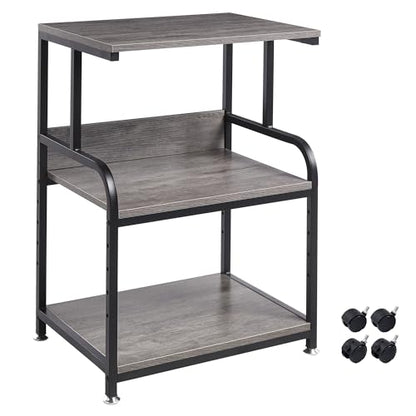 Fannova Printer Stand with Height Adjustable Storage Shelf, 3 Tier Mobile Printer Table with Wheels, Rolling Printer Cart for Home Office Organization, Gray - color: Grey