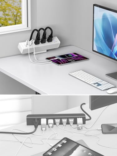 Desk Clamp Power Strip 3 Outlet 2 65W USB-C Ports White - color: White-2