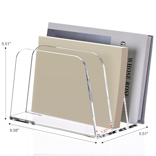 YUXUN Clear Acrylic Desktop File Sorter Organizer,Upright File Organizer, 3-Section Bookshelf for Home Office & Classroom - size: 3-Section