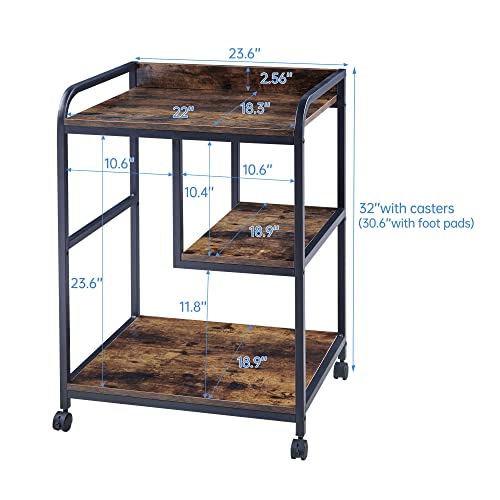 Fannova Large Printer Stand with PC Tower Shelf for Home Office Storage - color: Rustic Brown