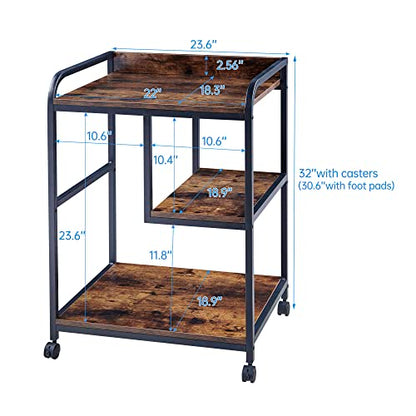 Fannova Large Printer Stand with PC Tower Shelf for Home Office Storage - color: Rustic Brown
