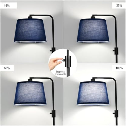 Nintiue 【Upgraded】 Dimmable Floor Lamp, 1000 Lumens LED Edison Bulb Included, Modern Arc Standing Tall Floor Lamp for Living Room Bedroom Office Dining Room - Blue - color: Matte Black-Blue Shade