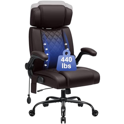 HOFFREE Comfy Computer Chair with Adjustable Lumbar Support (Coffee) - color: Coffee