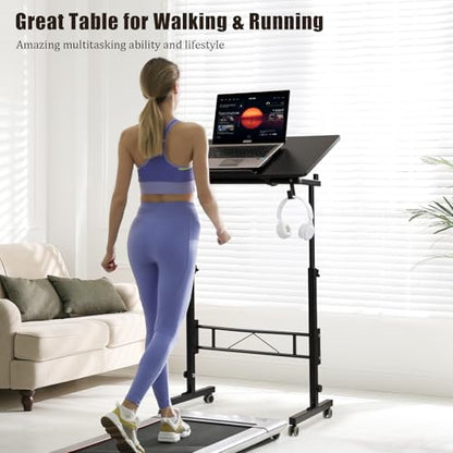 Hadulcet Small Standing Desk Height Adjustable with Tiltable Tabletop - color: Black, size: 31.5" with Charging