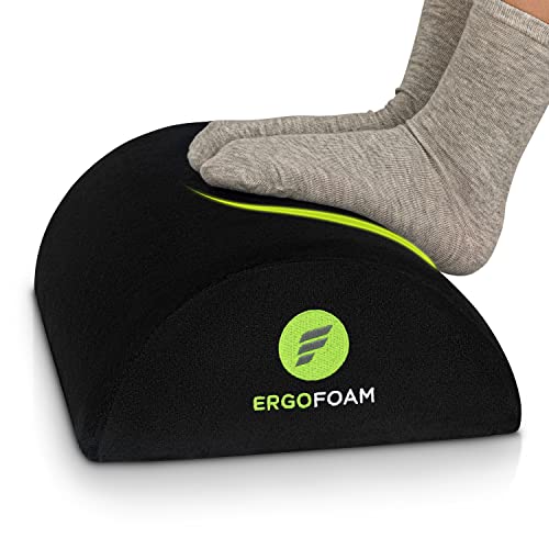 ErgoFoam Tall Foot Rest Premium Velvet Large Soft Foam Footrest for Back, Lumbar, Knee Pain | Rocker Foot Stool (Black) - size: Tall