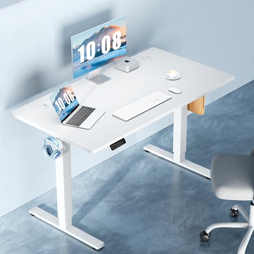 DUMOS 48 Inch Electric Standing Desk, Memory Adjustable Home Office Desk - color: White, size: 48-Inch