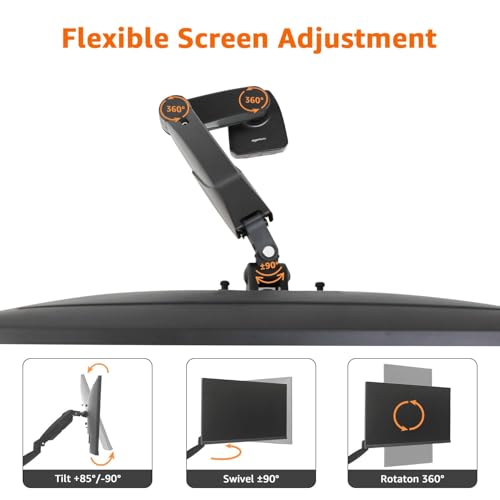 Amazon Basics Gas Spring Single Monitor Arm Desk Mount, Adjustable Tension, Fits 15–27 Inch Monitors, Supports 4.4–15.4 lbs, VESA 75x75/100x100, Black - size: Single, style: GasSpringMonitor