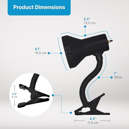 Xtricity LED Clip on Desk Lamp with 360° Flexible Gooseneck (Black Finish) - color: Clamp Base (Black), size: 1 Pack