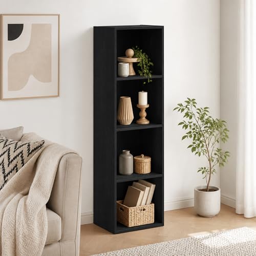 4-Tier Bookcase, Cube Bookshelf, Book Shelf, Cube Storage Organizer with Open Shelves, 9 x 12 x 42, for Living Room, Home Office, Bedroom, Blackwood - color: Blackwood, size: 4 Tier