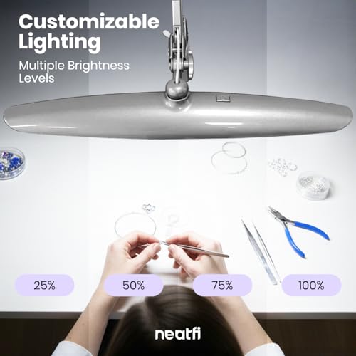 Neatfi LED Desk Lamp, 2200 Lumens, 24W, 20-Inch Wide Head (Silver) - color: Silver, size: Non-CCT with Clamp