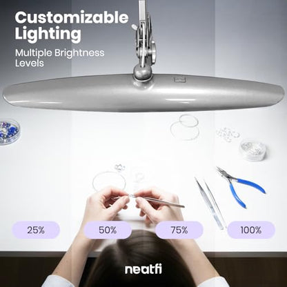Neatfi LED Desk Lamp, 2200 Lumens, 24W, 20-Inch Wide Head (Silver) - color: Silver, size: Non-CCT with Clamp