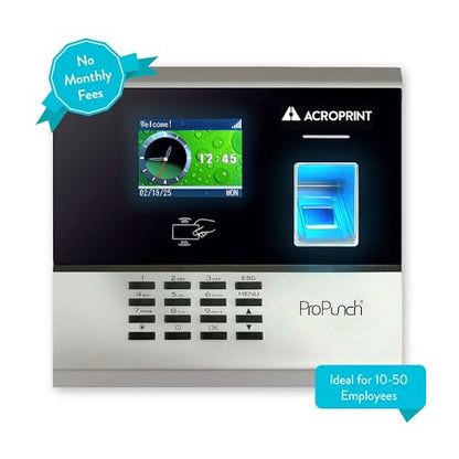 Acroprint ProPunch Time Clock System for Employees – Biometric Fingerprint Time Clock for Small Business, No Monthly Fees, Advanced Time Card Machine with Employee Time Tracker