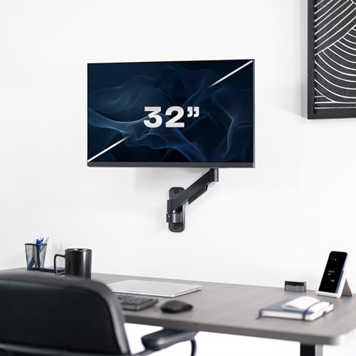 VIVO Single Monitor Counterbalance Wall Mount for 32 inch Screens up to 19.8 lbs, Full Motion, Max VESA 100x100, Black, MOUNT-V001G - size: Up to 32", style: Single Mount