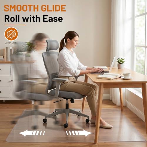 Clear Office Chair Mat for Hardwood Floors, Heavy Duty Protector | 48" x 60" Plastic Floor Mat for Rolling Desk Chairs, Home Office, Gaming Room, Tile and Laminate Floors - size: 48x 60inch- Clear