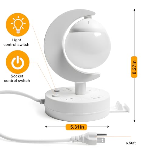 Table Lamp with USB Charging Port & AC Outlet, 3-Color Dimmable LED Desk Lamp, Eye-Caring Bedside Nightstand Light for Bedroom, Home Office & Living Room