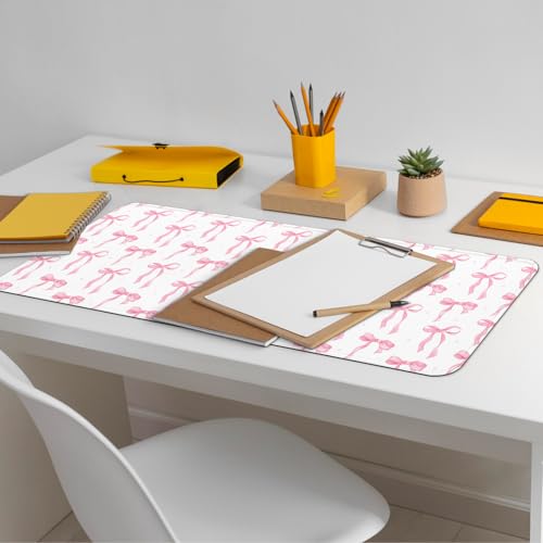 Large Computer Mouse Pad with Non-Slip Base for Desktop, Cute Gaming Mouse Mat with Stitched Edges, Long Extended Anime Mousepad for Laptop, 31.5 x 11.8 inches (Cute Ribbon Bow) - color: Cute Ribbon Bow