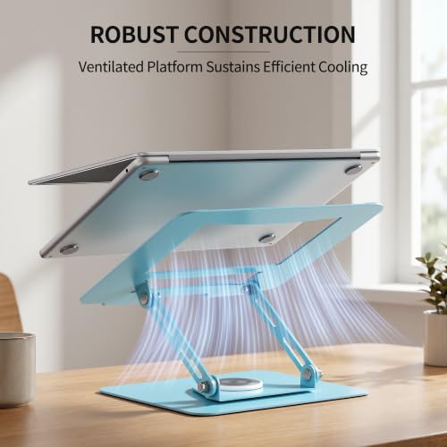 ALASHI Laptop Stand for Desk with 360° Rotating Base, Multi-Angle Adjustable Laptop Stands, Foldable Laptop Riser Compatible with 10 to 17 Inches PC Computer, Blue - color: D-Blue