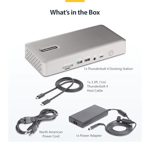 StarTech Thunderbolt 4 Dock, Quad 4K Win, Dual 4K Mac, 16-Port 40Gbps, 100W | Driverless USB4 and Thunderbolt, Up to four 4K 60Hz on Windows, Dual 4K 60Hz on M3/M4/M5 MacBooks, Intel/AMD/Snapdragon