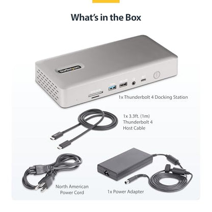 StarTech Thunderbolt 4 Dock, Quad 4K Win, Dual 4K Mac, 16-Port 40Gbps, 100W | Driverless USB4 and Thunderbolt, Up to four 4K 60Hz on Windows, Dual 4K 60Hz on M3/M4/M5 MacBooks, Intel/AMD/Snapdragon