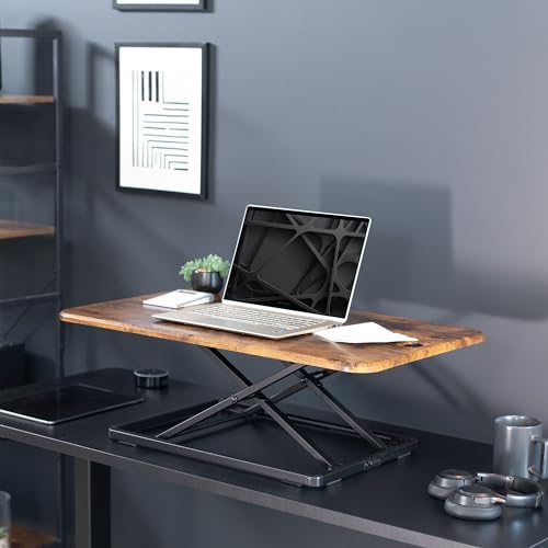 VIVO Vintage Brown 32 in Single Top Standing Desk Converter, DESK-V032JN - color: Vintage Brown, size: 32"