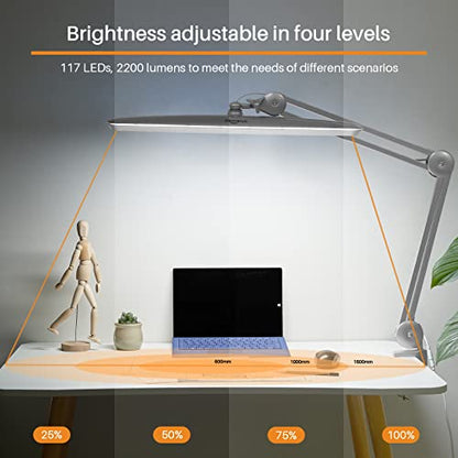 23-Inch LED Task Lamp with Clamp, 24W 2200LM, Silver - color: Silver