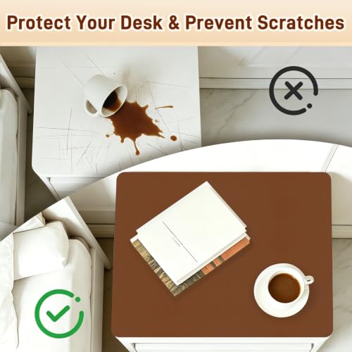 PU Leather Desk Protector/Nightstand Mat, 15.7X11.8 in Brown - color: Brown, size: 15.7" x 11.8"