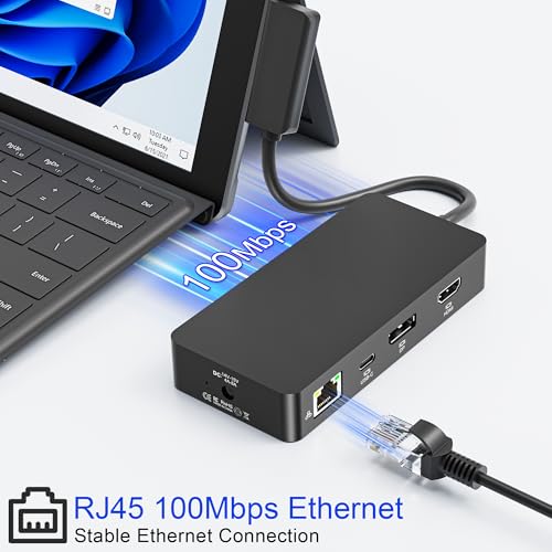 Surface Docking Station 12-in-1, Triple Display 4K@60Hz Dock with HDMI, DP, USB-C, 4-Screen Support, 4 USB Ports, SD/TF, Audio for Surface Pro 11/10/9/8/7, Surface Laptop, Book, Go - color: HDMI+DP+USB-C Surface Dock