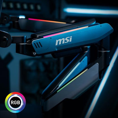 MSI MPG MT201DR V2-Premium RGB Dual Monitor Stand Arms,17-35" Support,VESA Compatible,Adjustable Heavy Duty Gas Spring Mount,44 lbs per Screen Capacity,Clamp&Grommet,Quick Release Plate-Gray - color: Gray