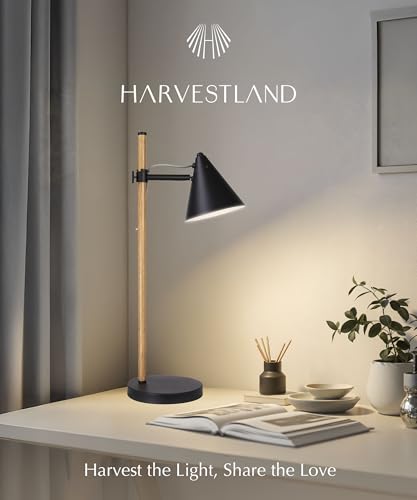 HarvestLand Noah Desk Lamp, Adjustable Reading Lamp, Home Office & Bedside | 345° Adjustable Architect Desk Lamp, Focused Task lighting, Home Office Table lamp, Bedroom,Living Room Lamp