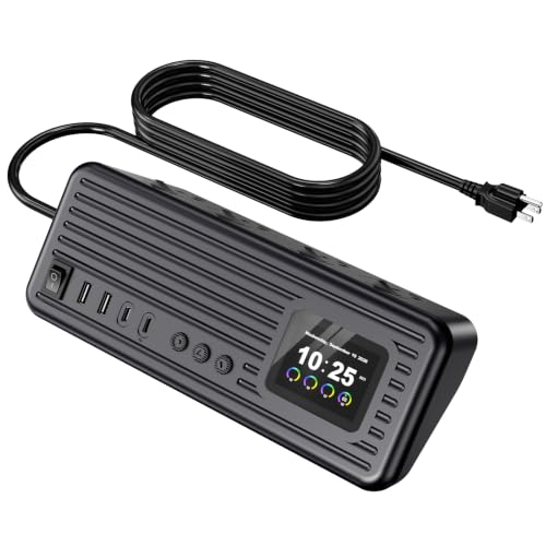 Smart Surge Strip w/Control Switches 4AC 4USB A+C 5FT Cord Black
