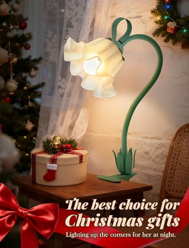Clip On Light and Bed Headboard Lamp,Valentines Day Gifts for Women,Flower Desk Lamp with 3 Color Modes,USB Power Gooseneck Reading Light,Night Light for Nursery,College Dorm Room Essentials (Green)