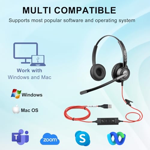 Callez Wired USB Headset with ENC Dual Noise Cancelling Mics for PC Laptop