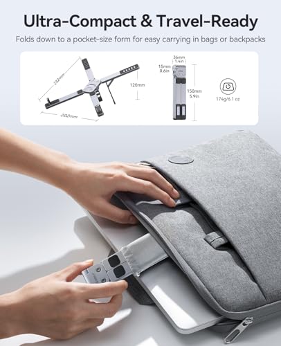 ORICO Portable Laptop Stand for Travel & Desk, Foldable 3-in-1 PN1, Gray - color: Gray