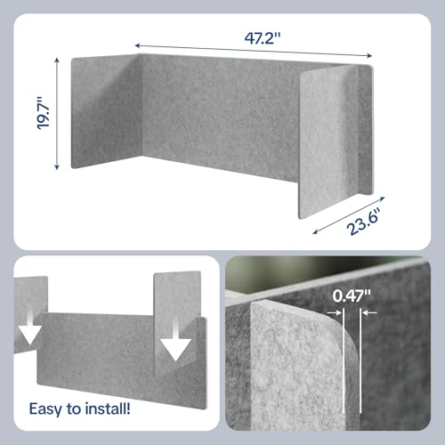 Desk Divider Privacy Screen 3 Panel Sound Absorbing - 47.2”x 23.6”x 19.7” Freestanding Acoustic Partitions for Office, Noise Reducing Panels for School, Home, Library,Sliver Grey - color: Sliver Grey