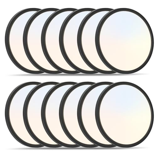 12Pack 11.4 Inch LED Flush Mount Ceiling Light,24W,2427LM,5CCT (Black) | 3000K-6500K Selectable,ETL,0.66in Ultra Thin Round Flat Panel Close to Ceiling Light Fixture for Bedroom, Kitchen (Black) - color: Black, size: 11.4"-12pk